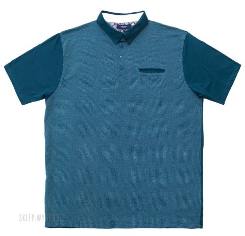 Duża Elegancka Koszulka Polo Subterfuge - Turkus Duża Elegancka Koszulka Polo Subterfuge - Turkus